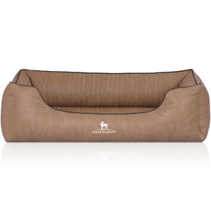 Knuffelwuff Hundebett Tampa XXL, orthopädisches Kunstleder in Camel, 120x85cm.