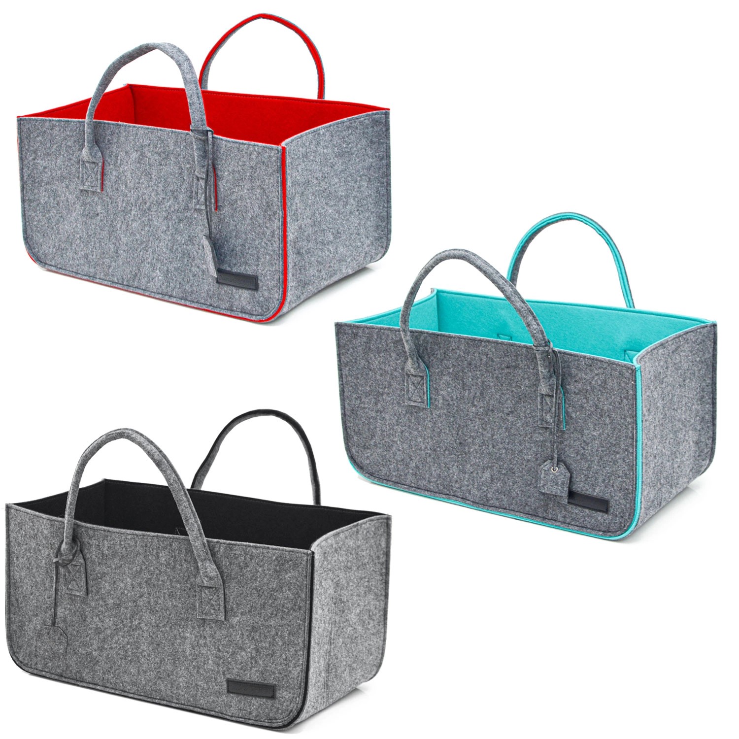 DuneDesign 3er Set Filztasche 25 x 25 x 25 cm bis 25 kg Belastbar