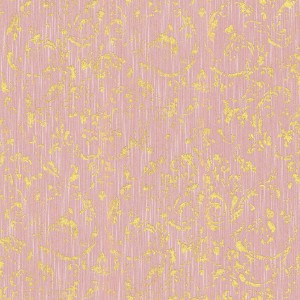 PROFHOME Barock Tapete in Rosa mit dezent schimmernden goldenen Ornamenten.