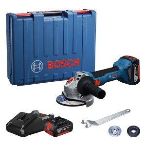 Bosch Professional Akku-Winkelschleifer GWS 18V-8 mit Akku, Ladegerät und L-Boxx.