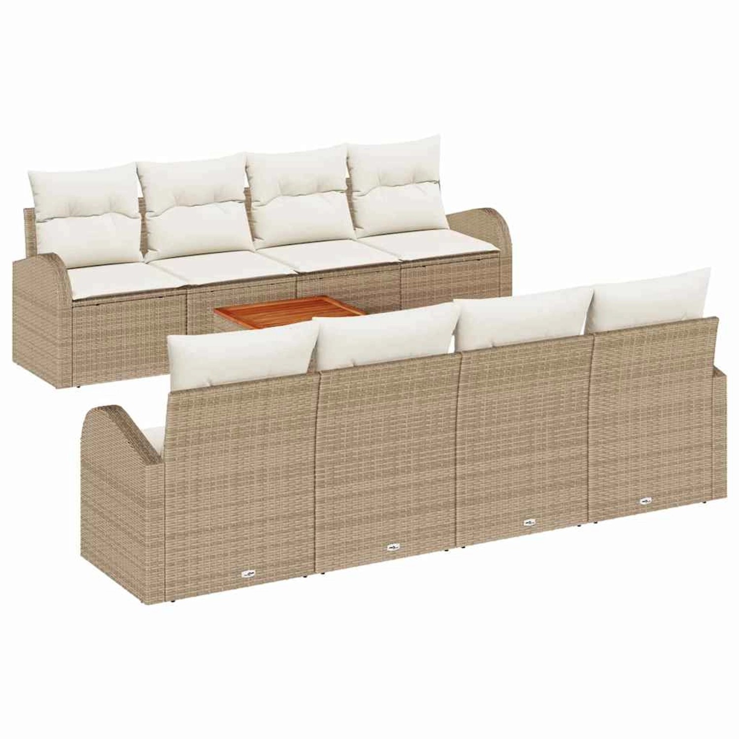 vidaXL Garten-Sofa-Set 9-Tlg Beige Poly Rattan 3347554 günstig online kaufen