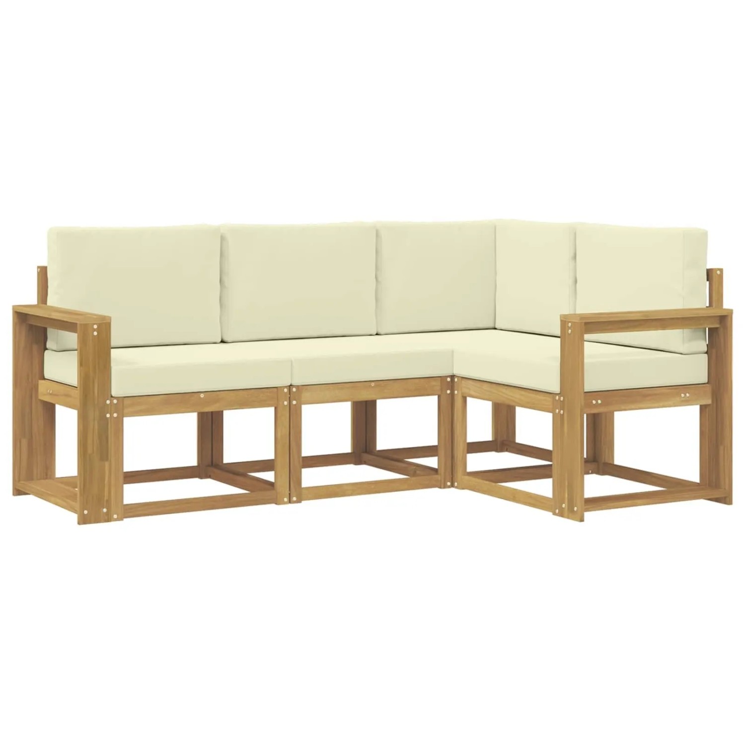 vidaXL Outdoor-Sofagarnitur mit Kissen 4 Stk Weiß und Creme 3387564