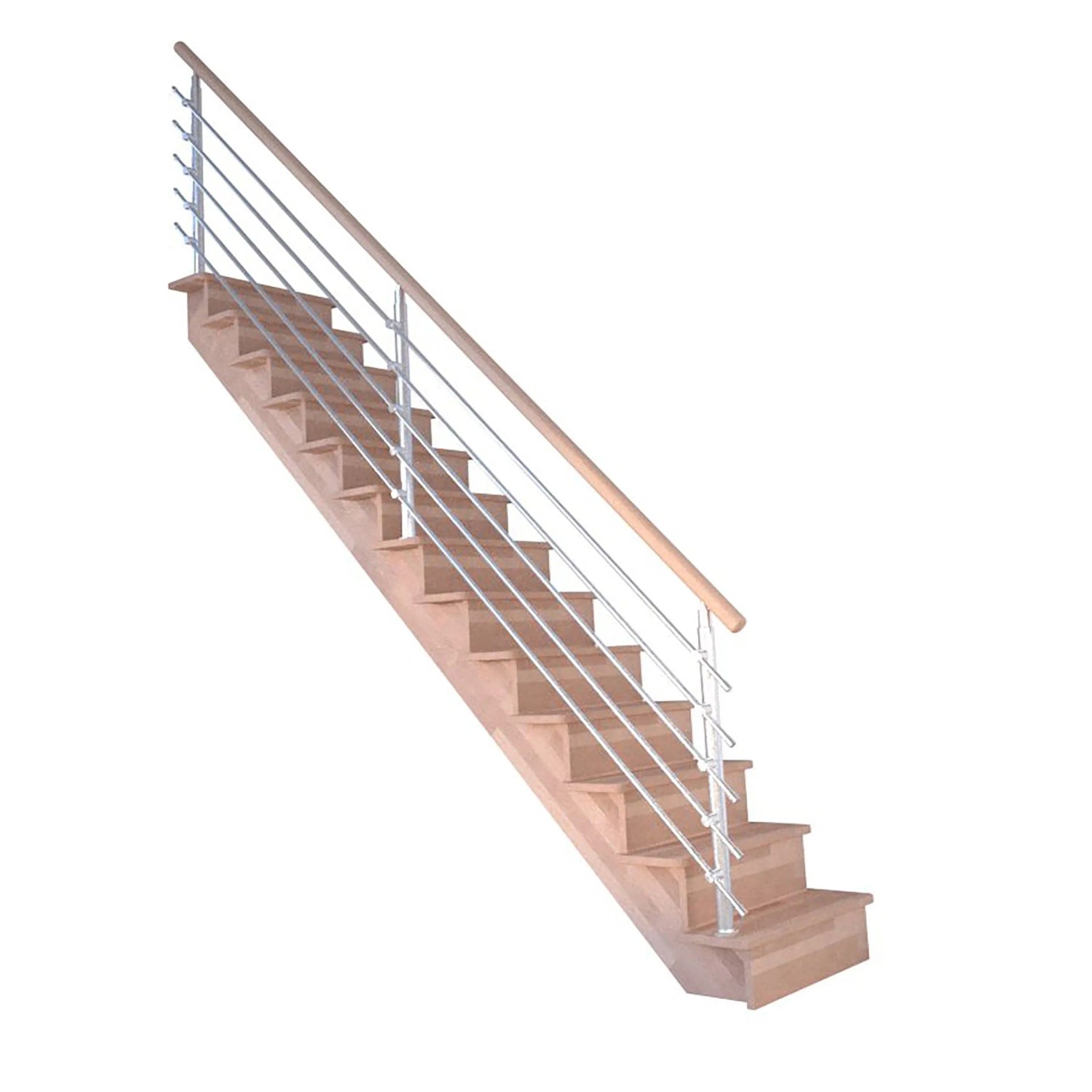 Treppe Lindos Pro Buche Gerade 80 cm Setzstufen Design-Geländer-Edelstahl F günstig online kaufen