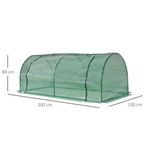 Grünes Outsunny Tunnelgewächshaus aus Stahl mit transparenter Folie, 200x100x80 cm. Ideal für Pflanzenanzucht.