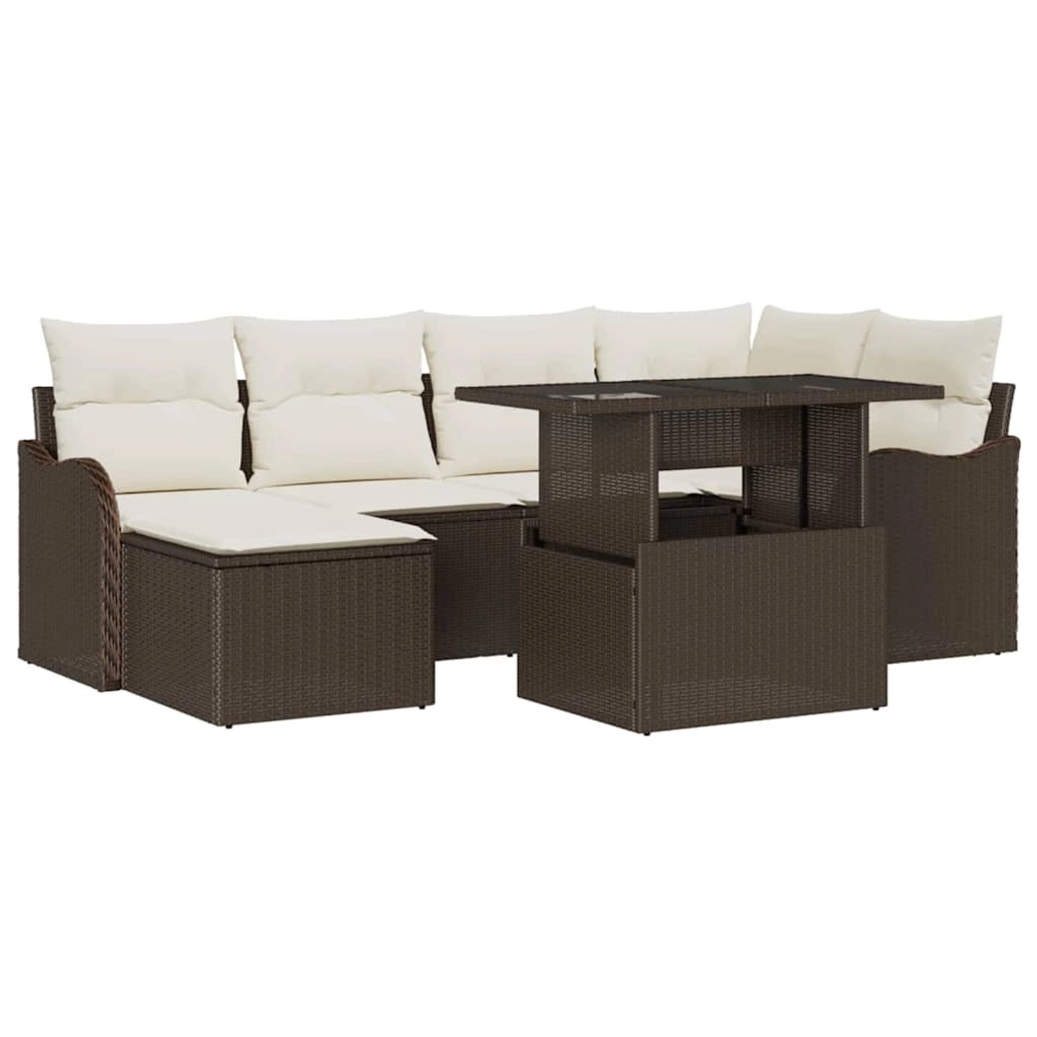vidaXL 7-Teiliges Gartensofa-Set mit Kissen in Braun Poly Rattan 3348494 günstig online kaufen