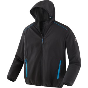 Terrax Workwear Arbeitsjacke in Schwarz-Azur mit Kapuze und reflektierenden Details.