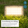 Schwarze LUXULA Solar Wandleuchte mit warmweißem Licht und Bewegungsmelder im Garten.