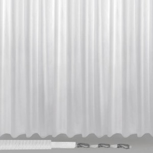 Weiße, transparente Bestlivings Gardine Skylight Voile mit Bleiband, 900x245 cm, für Fensterdekoration.