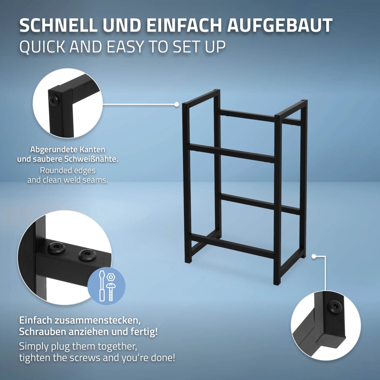 ML-Design Getränkekistenregal aus Stahl für 2 Kisten, anthrazit, freistehend.