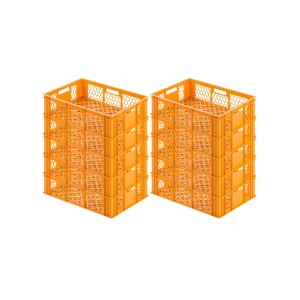 Gelb-orange Eurobehälter Bäcker- und Konditorkasten, stapelbar, 2er-Set.