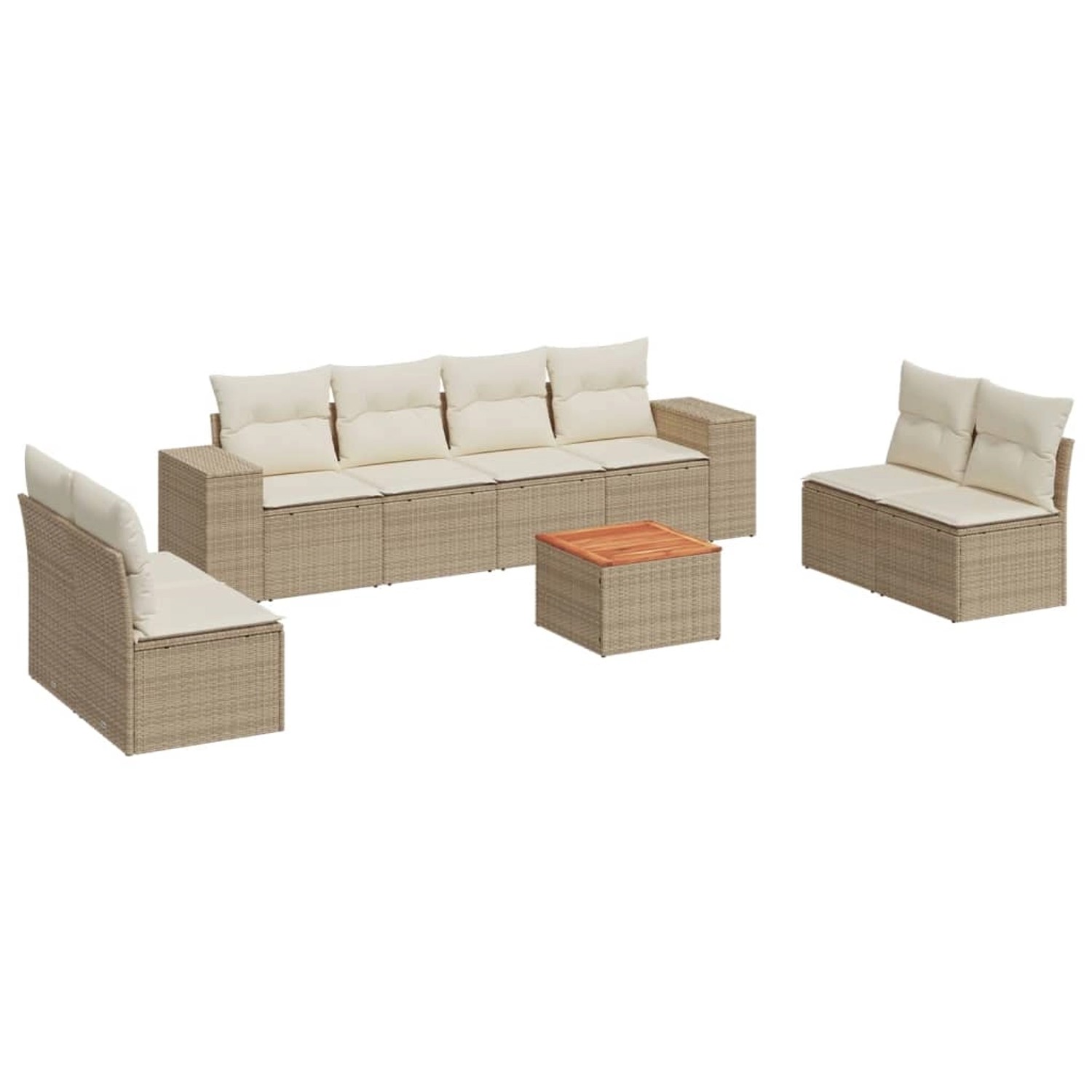 vidaXL 9-Tlg Garten-Sofagarnitur mit Kissen Beige Poly Rattan 3257738 günstig online kaufen