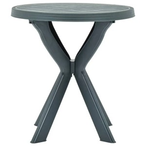 Grüner vidaXL Bistrotisch (Ø70cm) aus wetterfestem Kunststoff für Garten, Balkon oder Terrasse.