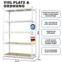 Weißes KARAT Schwerlastregal (180x90x60 cm) mit 5 Böden für Keller und Werkstatt.