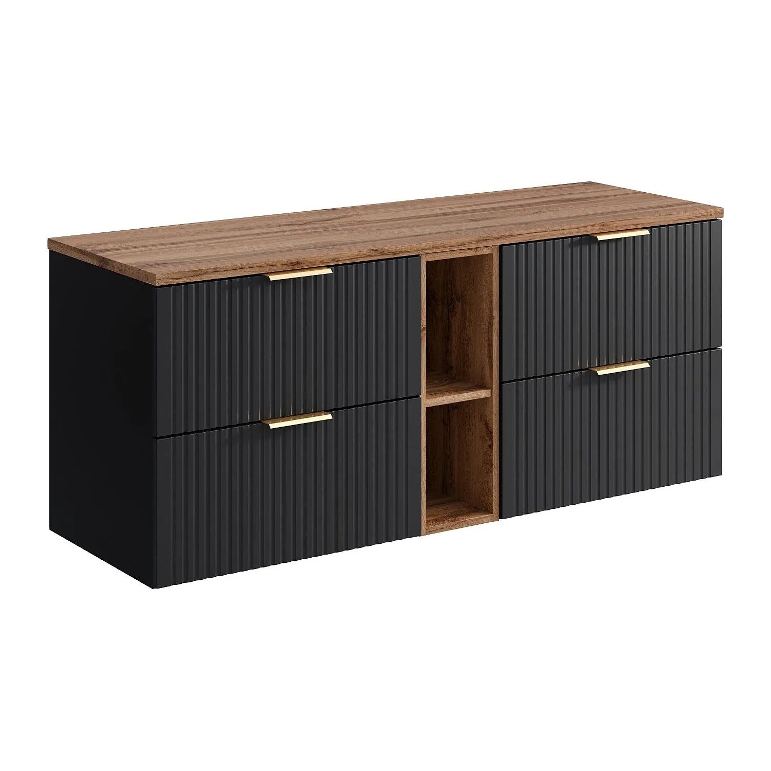 Vente-unique Waschbeckenunterschrank Zevara Schwarz 140 cm