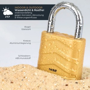 HMF 3508-23 Zahlenschloss Mit 4-Stelligem Code Aus Aluminiumlegierung 56x26x87 mm Sicherheits Schloss Gold