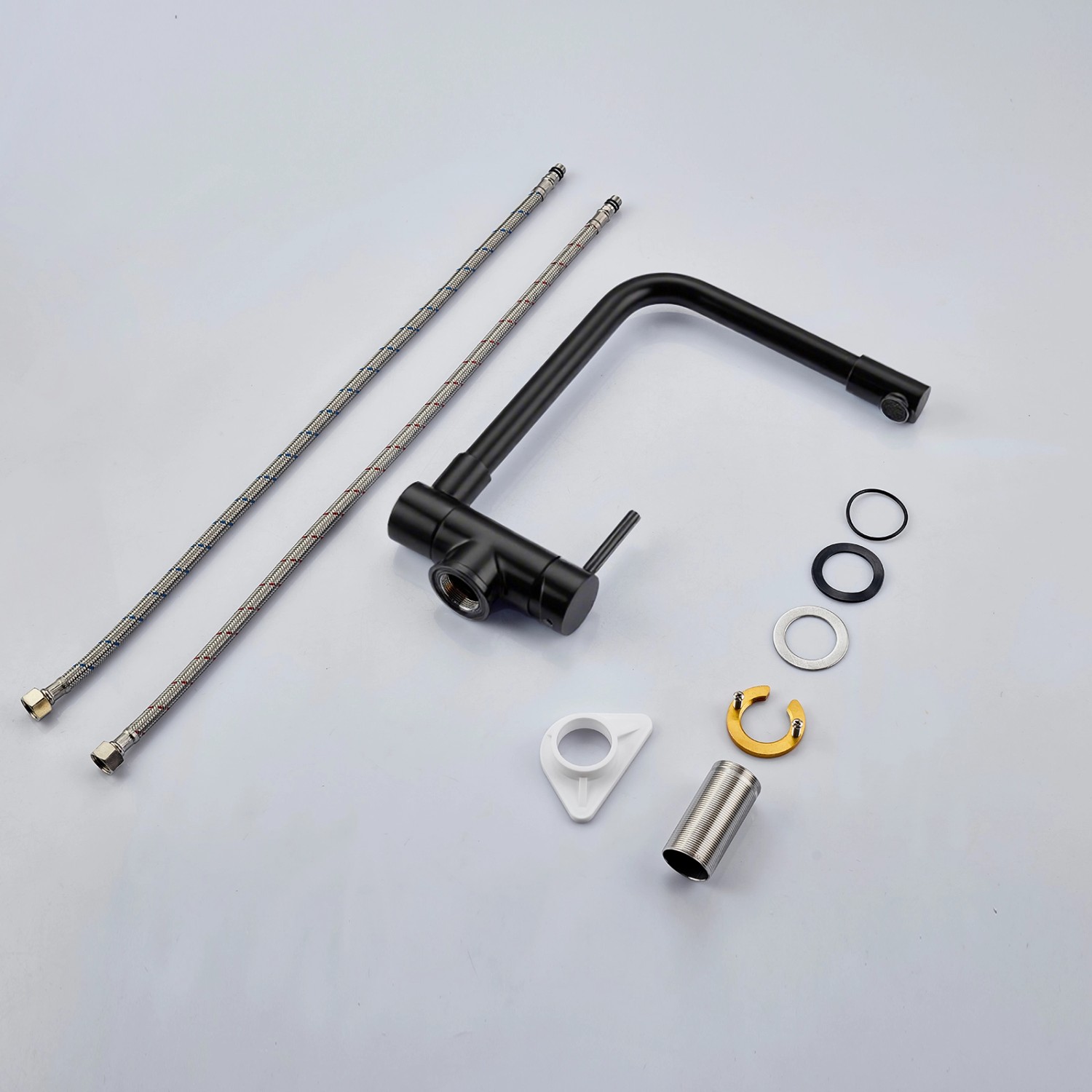 AICA Wasserhahn Faltbare 360° Drehbare Schwarz Küchenarmatur 304 Edelstahl Hochdruckfest Mischbatterie Spültischarmatur_9