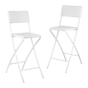 Relaxdays Barhocker 2er Set Kunststoff Stahl Weiß Klappbar 115 cm x 44 cm x 63 cm
