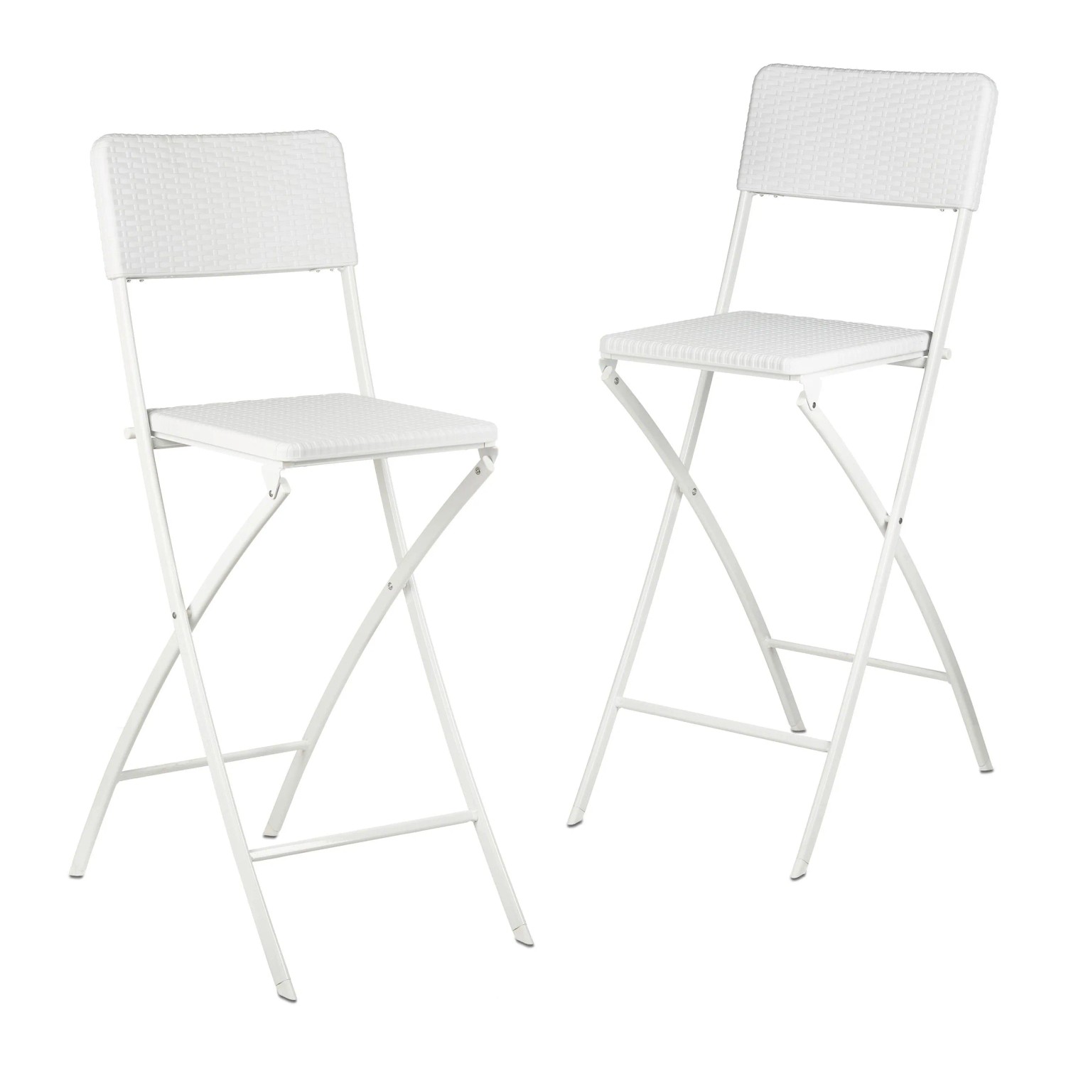 Relaxdays Barhocker 2er Set Kunststoff Stahl Weiß Klappbar 115 cm x 44 cm x 63 cm