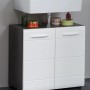 Trendteam Waschbeckenunterschrank LineSkinBD, weiß, 60 cm breit, mit zwei Türen und Ablagefläche.