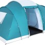 Pavillo Family Ground 6 Zelt für 6 Personen, türkis/weiß, mit zwei Schlafräumen und großem Eingang.