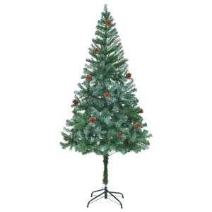 Künstlicher Weihnachtsbaum (180 cm) mit Tannenzapfen und stabilem Ständer.