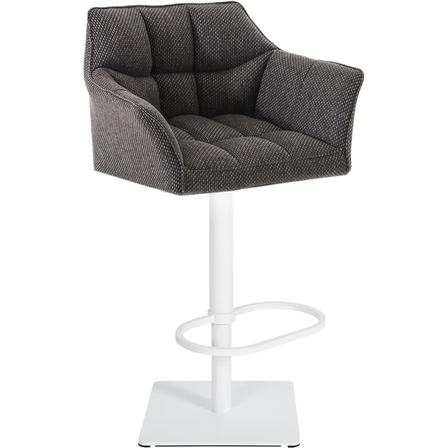 DELUKE Barhocker SIHAR Stoff Titangrau 64x45x88cm Weiß Barstuhl Höhenverstellbar Mit Lehne Drehbar Tresenhocker Tresenst...