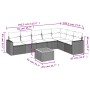 vidaXL 8-tlg. Garten-Sofagarnitur, schwarzes Poly Rattan mit Kissen. Gartenmöbel Set mit Tisch und Sitzecke.