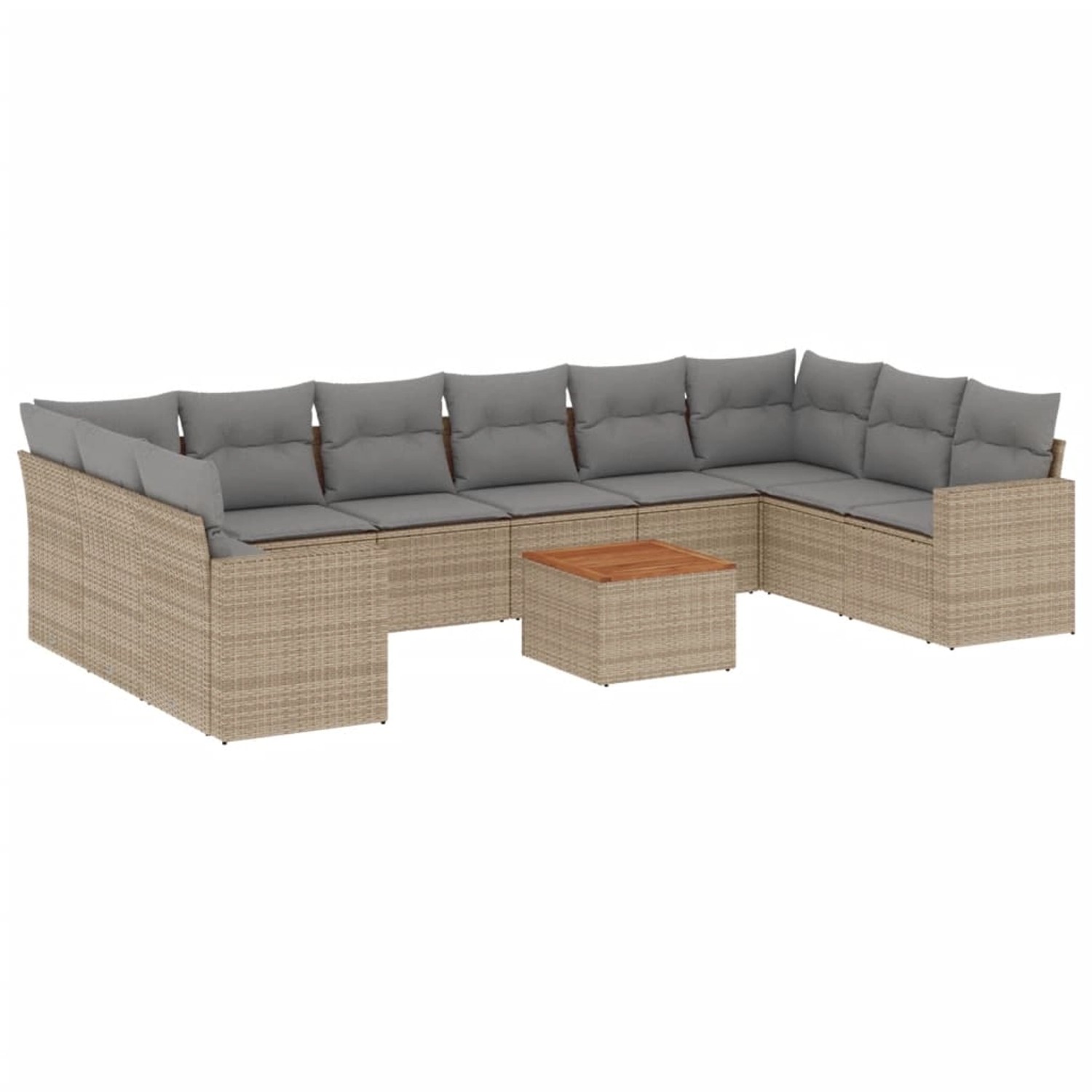 vidaXL 11-Tlg Garten-Sofagarnitur mit Kissen Beige Poly Rattan 3256626 günstig online kaufen