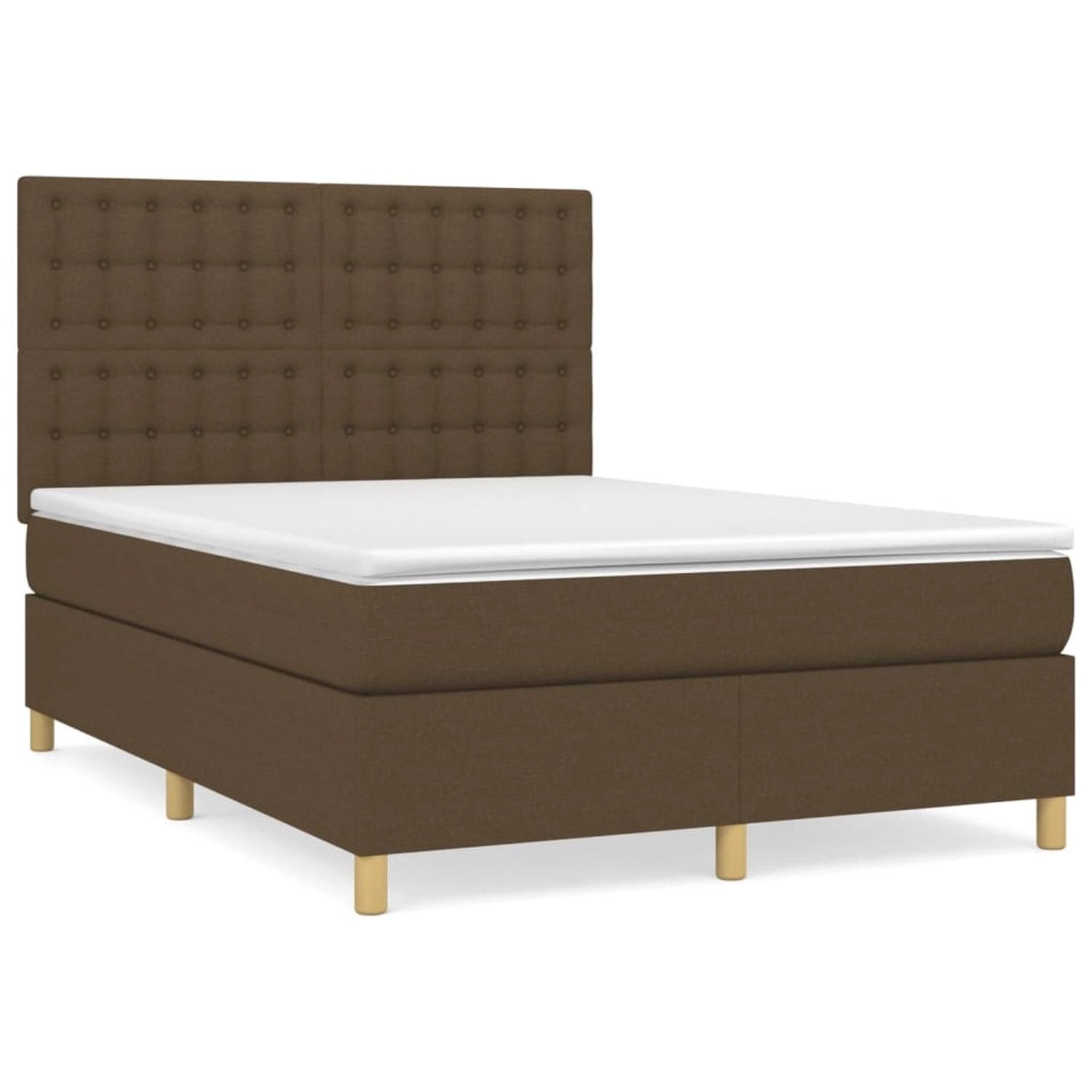 vidaXL Boxspringbett Boxspringbett mit Matratze Dunkelbraun 140x190 cm Stof günstig online kaufen