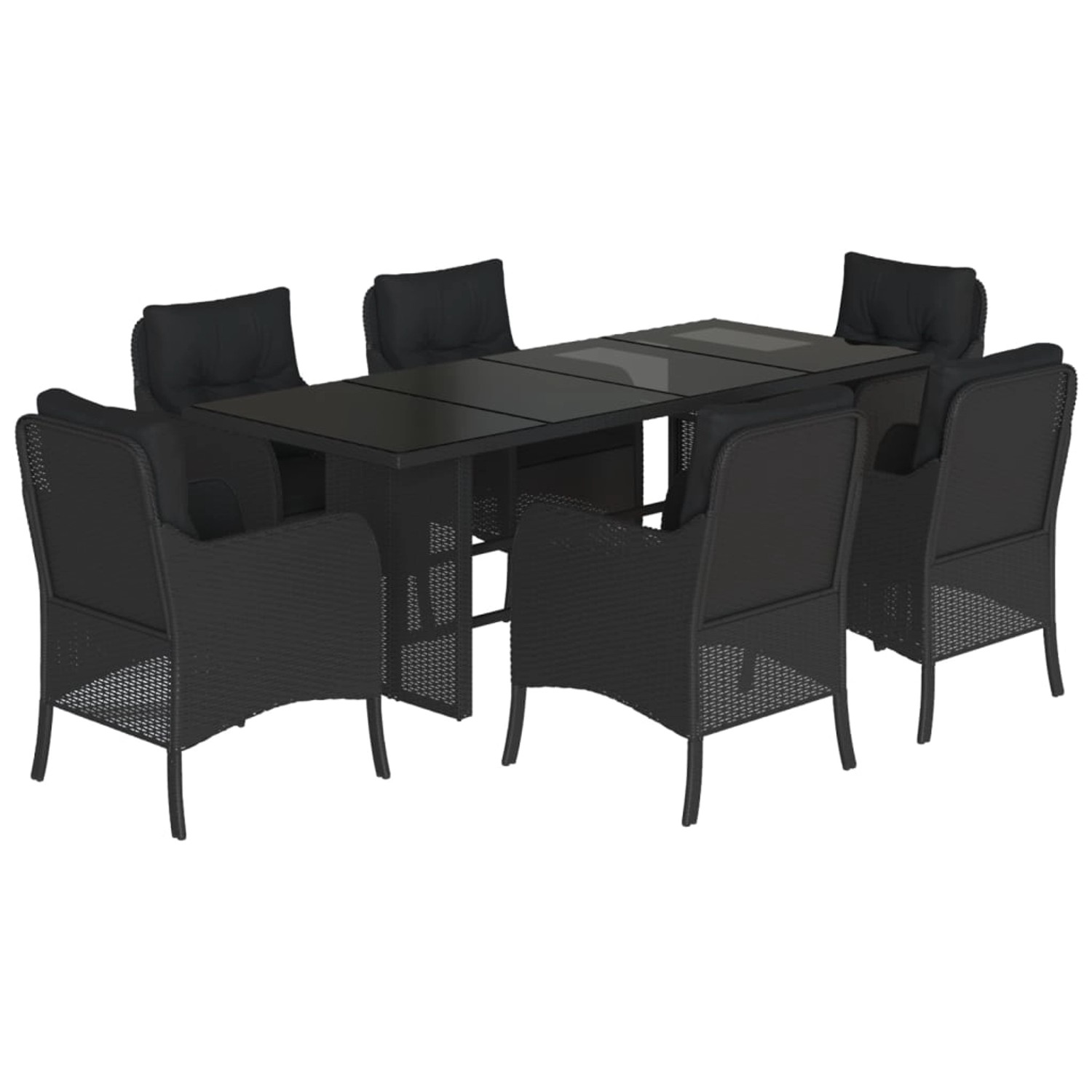 vidaXL 7-Tlg Garten-Essgruppe mit Kissen Schwarz Poly Rattan 3211880 günstig online kaufen