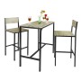 SoBuy Bartisch-Set mit 2 Barhockern, Holz/Metall, natur/schwarz. Ideal für Hausbar oder Küche.