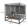 Dunkelgraue MCW Lounge-Gartenliege M63 mit verstellbarer Rückenlehne und Vorhängen.