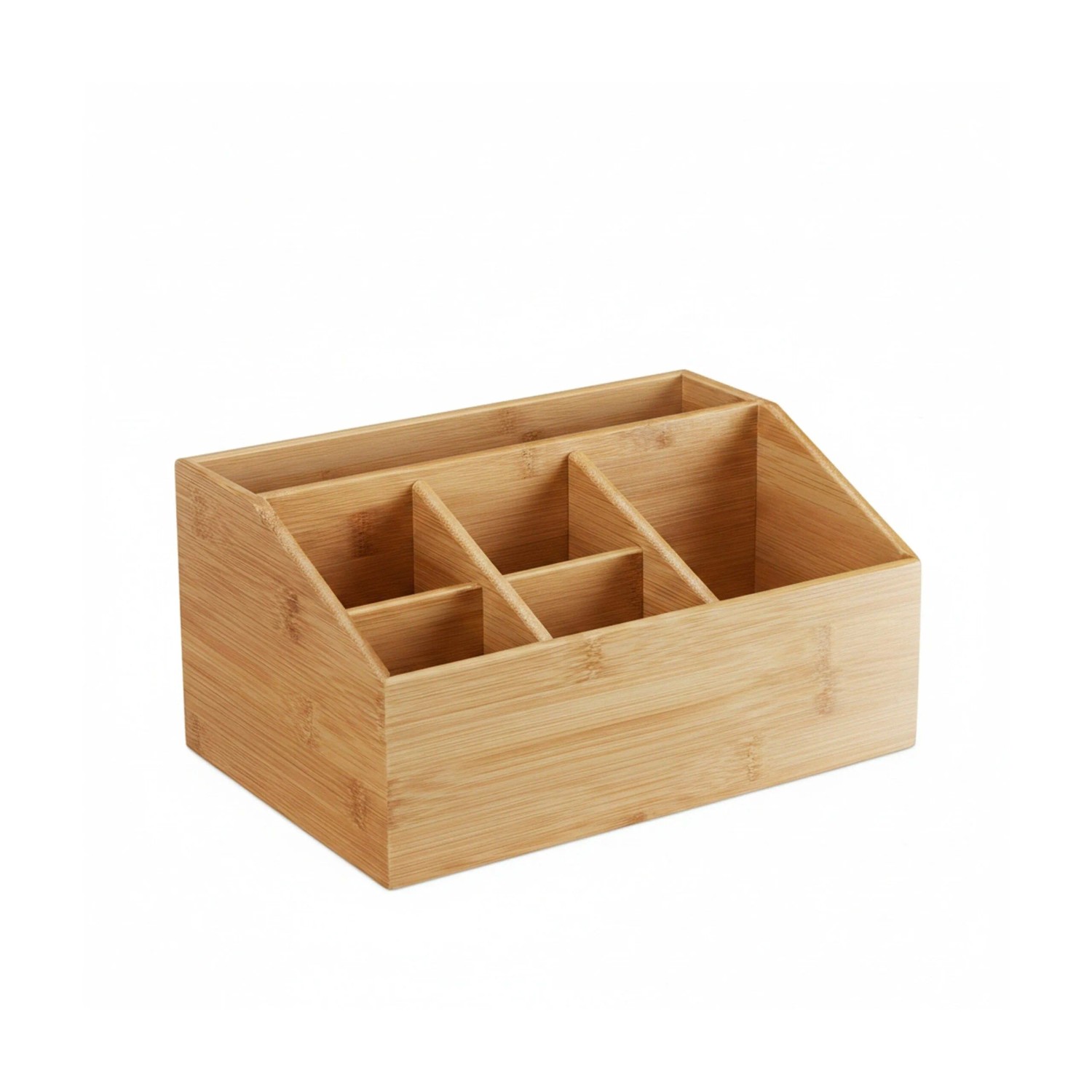 Relaxdays Tischorganizer Bambus Natur mit 6 Fächern 14 cm x 28 cm x 19,5 cm 1,1 kg