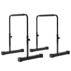 SPORTNOW Dip Barren 2er Set, Stahl, schwarz, höhenverstellbar für Fitness-Training.