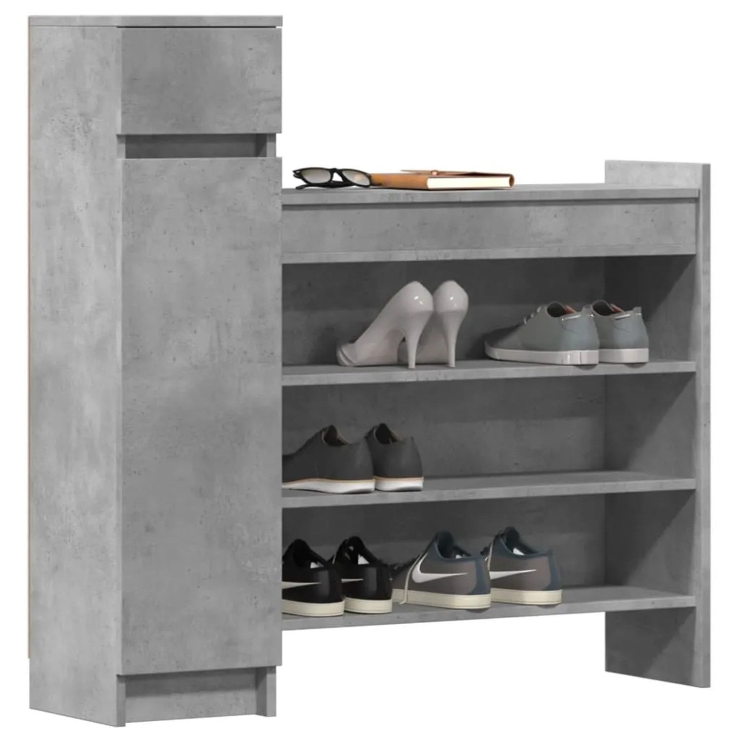vidaXL Schuhschrank Betongrau 100,5x28x100 cm Holzwerkstoff 840425_4