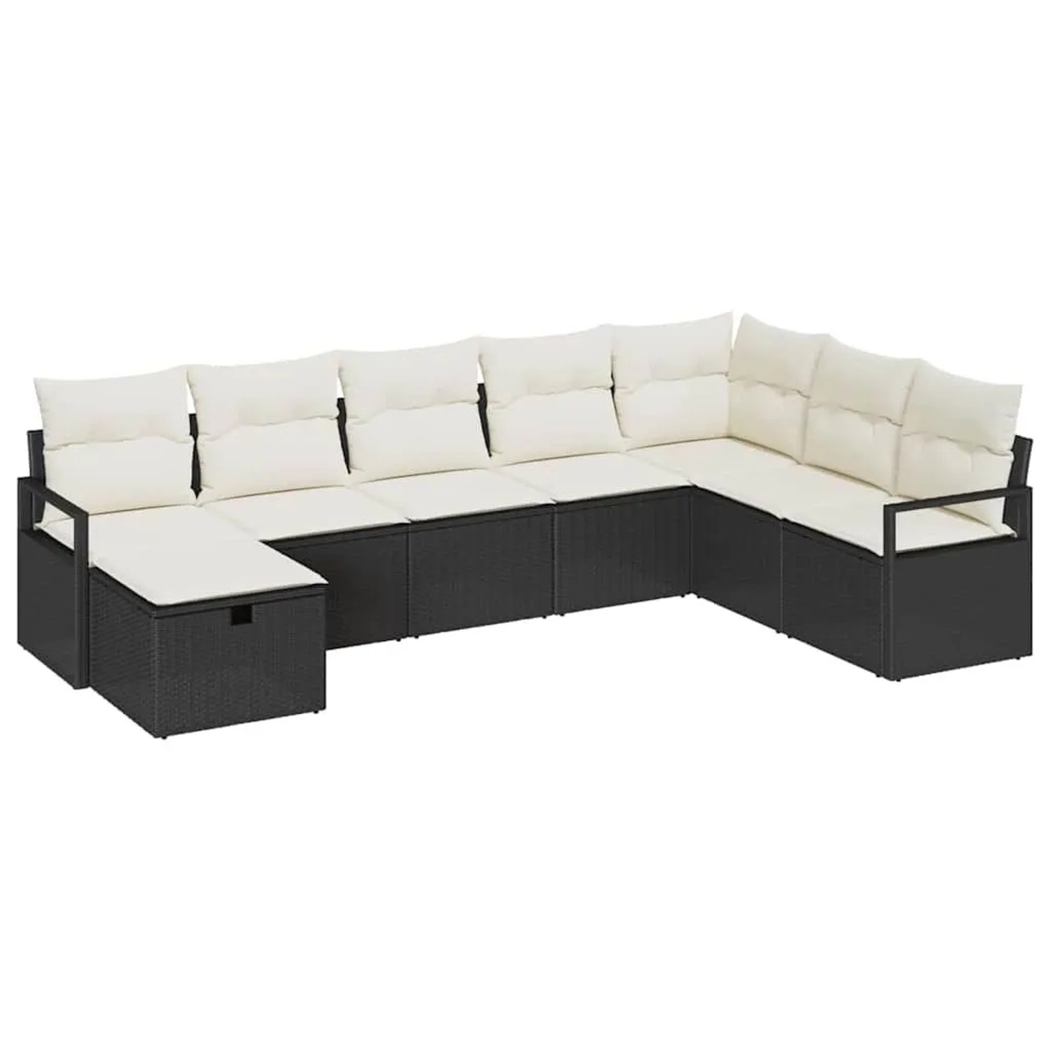 vidaXL Sofa Set mit Kissen 8-Tlg Schwarz und Creme Poly-Rattan 3359226