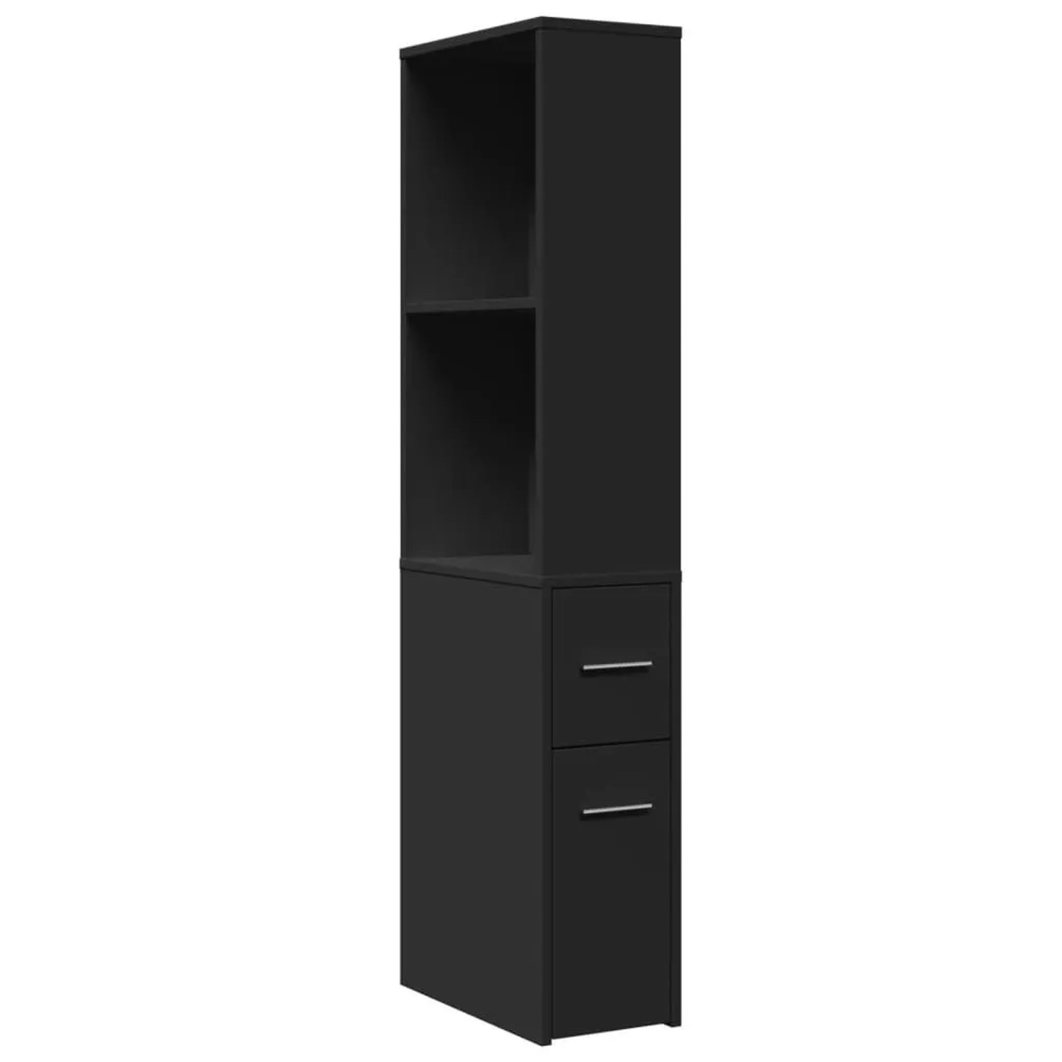 vidaXL Badschrank Schmal mit Rollen Schwarz Holzwerkstoff 855296 günstig online kaufen