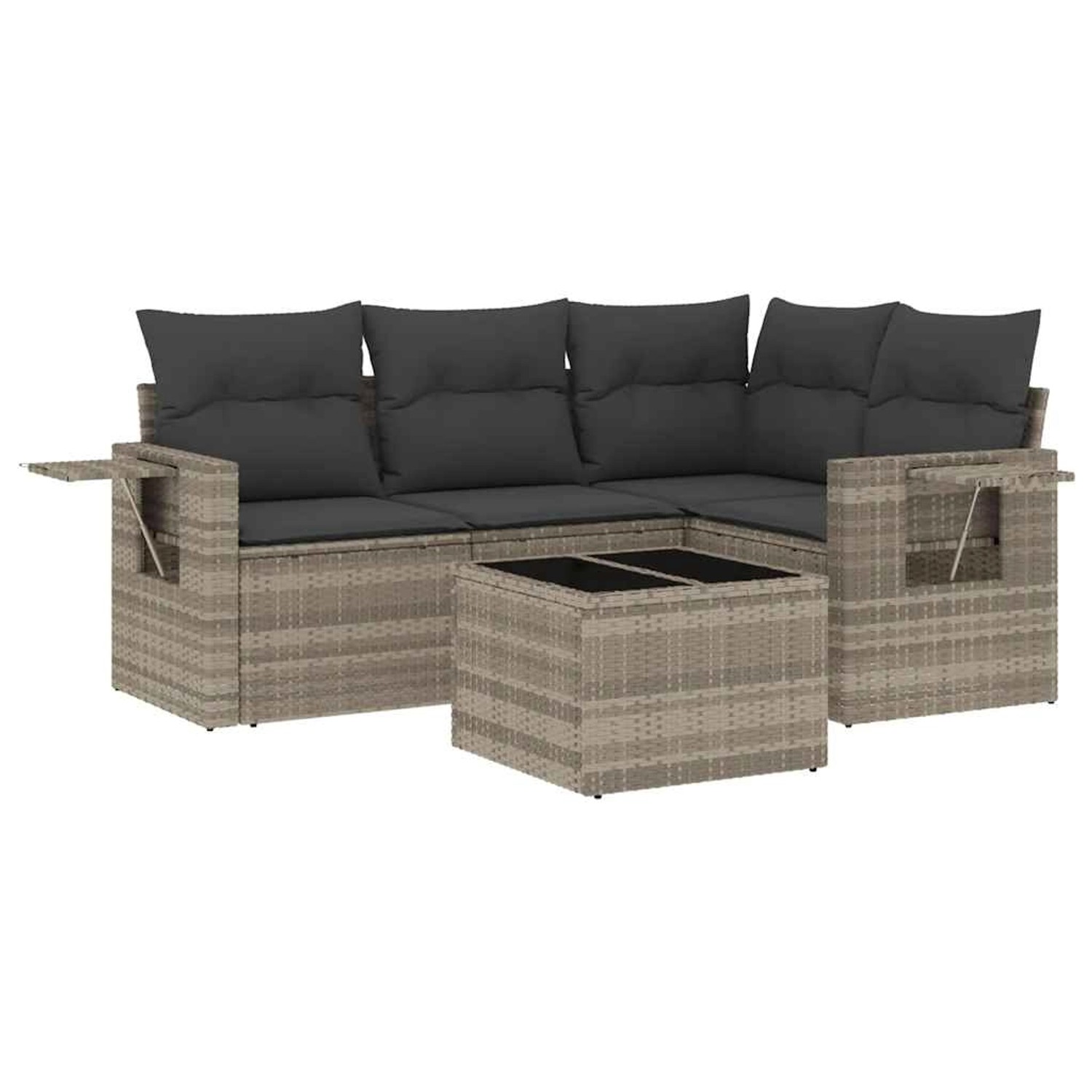 vidaXL 5-Tlg Garten-Sofagarnitur mit Kissen Hellgrau Poly Rattan 3220121 günstig online kaufen