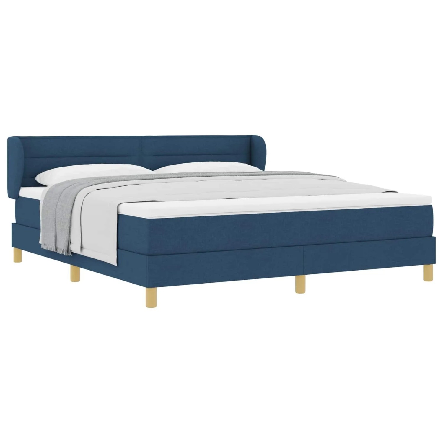 vidaXL Boxspringbett mit Matratze mit Kopfteil Blau 180 x 200 cm Stoff 3340170