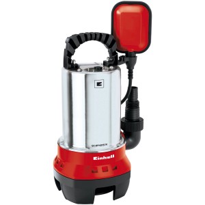 Einhell GC-DP 6315 N Schmutzwasserpumpe aus Edelstahl mit Schwimmerschalter und Tragegriff.