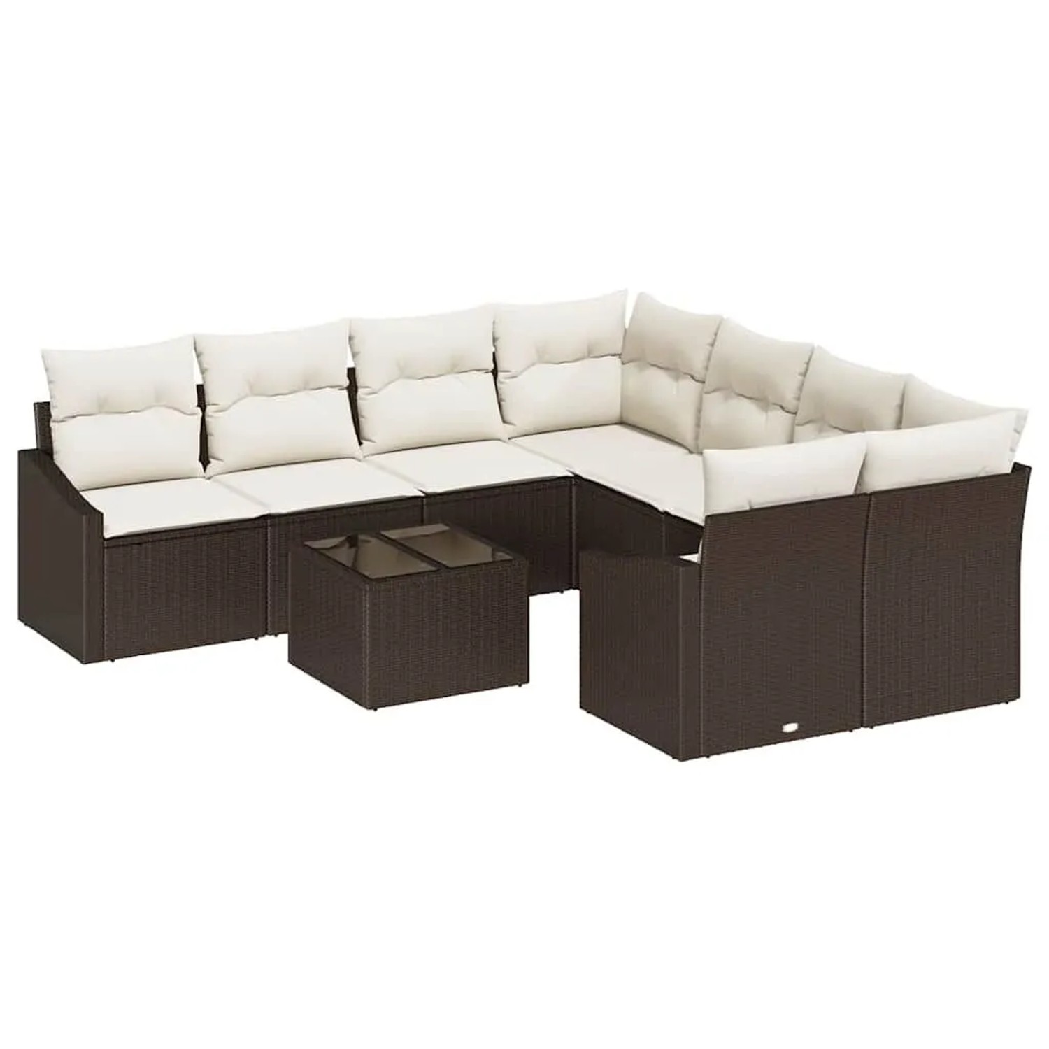 vidaXL Sofa Set mit Kissen 9-Tlg Braun und Creme Poly-Rattan 3355327 günstig online kaufen