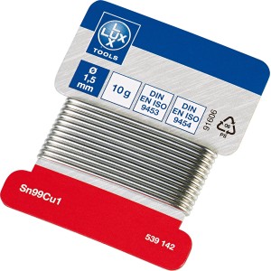 LUX Radiolot Ø 1,5 mm, 10 g, flussmittelgefüllter Lötdraht für Elektronik und Elektrotechnik.
