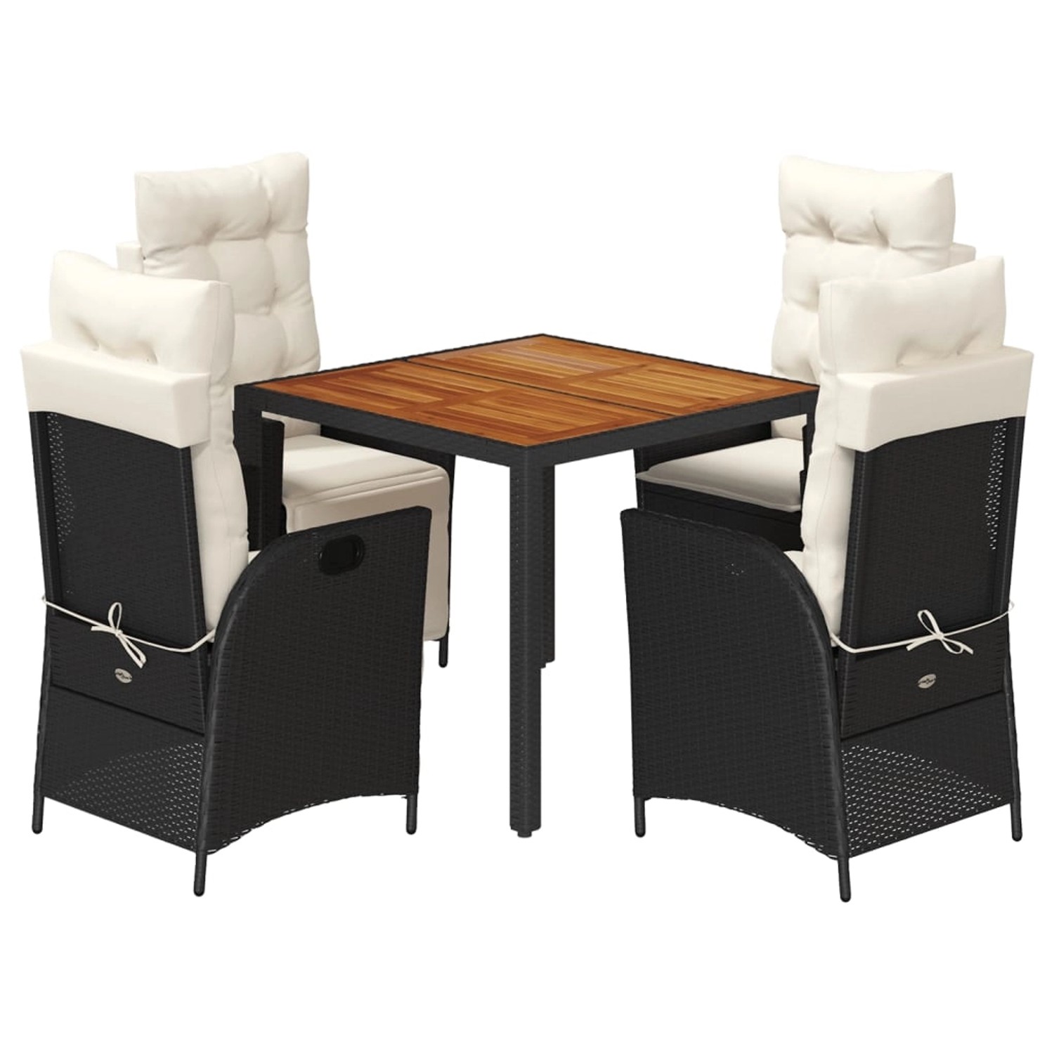 vidaXL 5-Tlg Garten-Essgruppe mit Kissen Schwarz Poly Rattan 3213087 günstig online kaufen