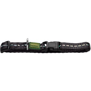 Schwarzes Hunter Tripoli Vario Basic Hundehalsband Gr. S aus Nylon mit Reflektorstreifen.