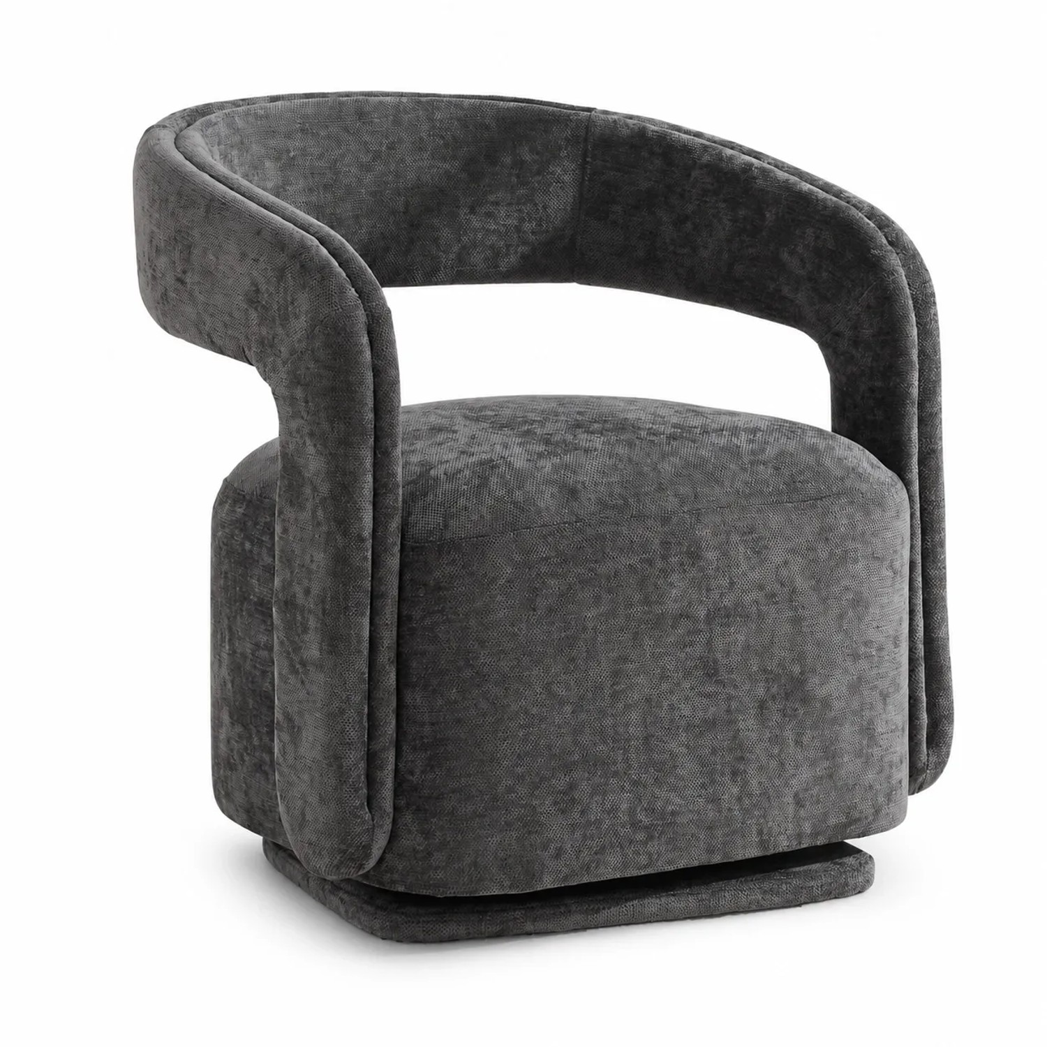 PXloue Sessel Drehsessel 360 Grad  Loungesessel Chenille Grau Wohnzimmer Leseecke