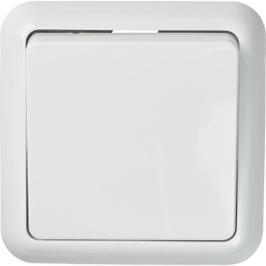 Polarweißer OBI Taster Penelope mit Rahmen für die Unterputzmontage.