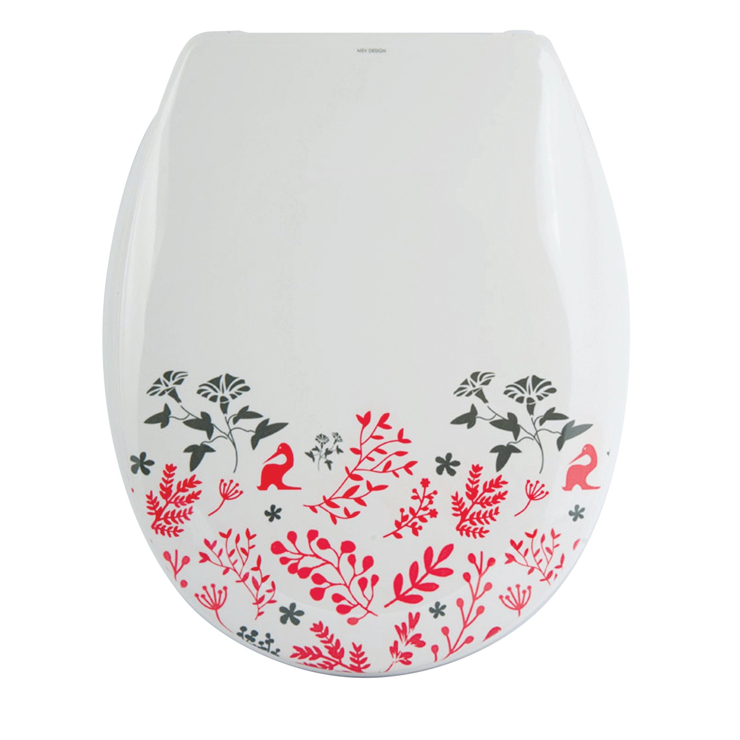 MSV WC-Sitz Floral Duroplast Soft-Close 45,5 cm x 37 cm x 5 cm Weiß-Rot günstig online kaufen