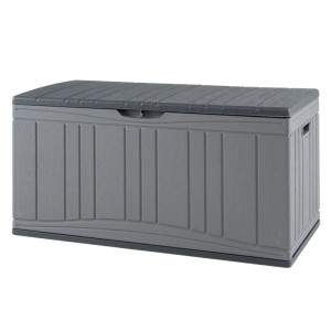 Costway Gartenbox 300 L mit Abschließbarem Deckel & Gasdruckfedern Grau