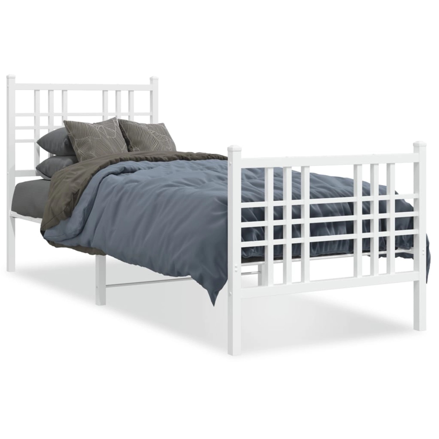 vidaXL Bettgestell mit Kopf- und Fußteil Metall Weiß 80x200 cm 376382 günstig online kaufen