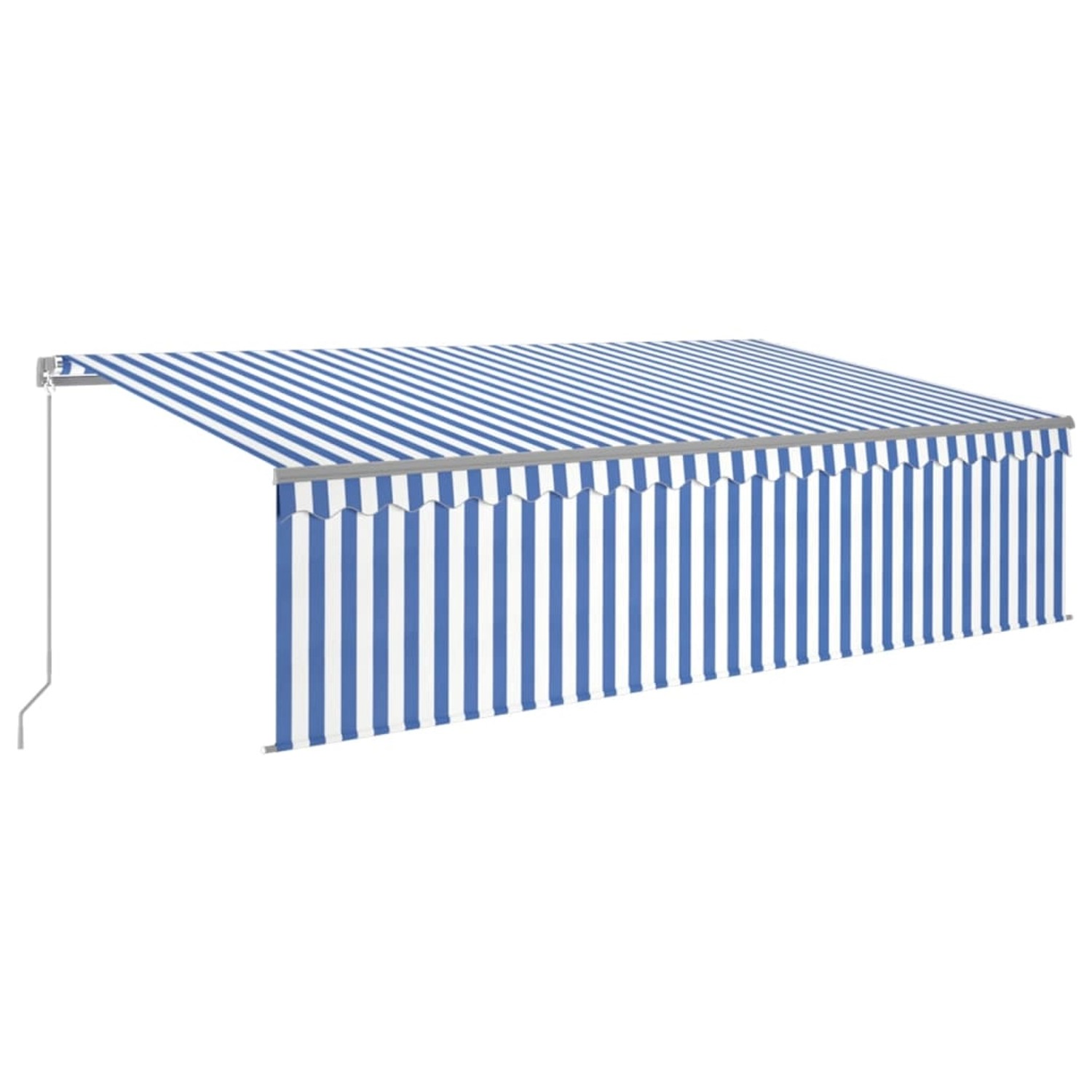 furnicato Markise Manuell Einziehbar mit Rollo 5x3 m Blau & Weiß günstig online kaufen